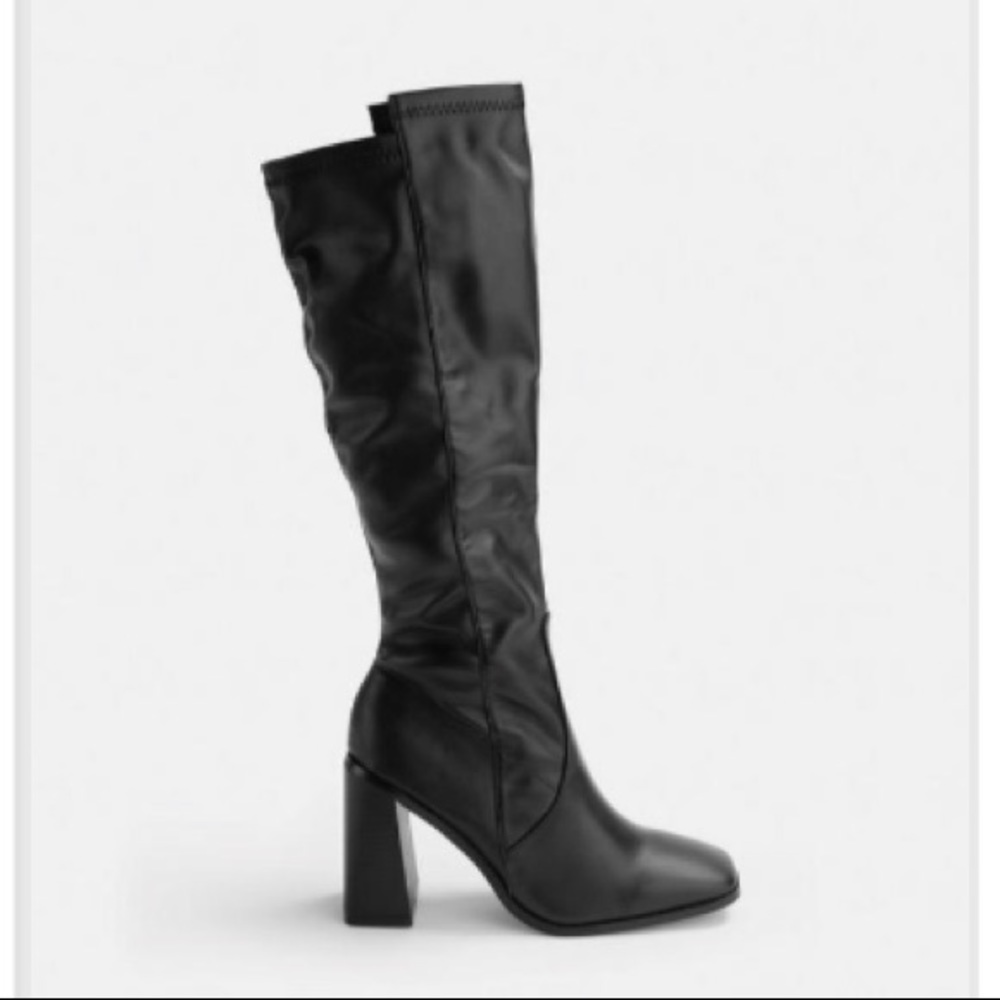 Missguided black knee high boots